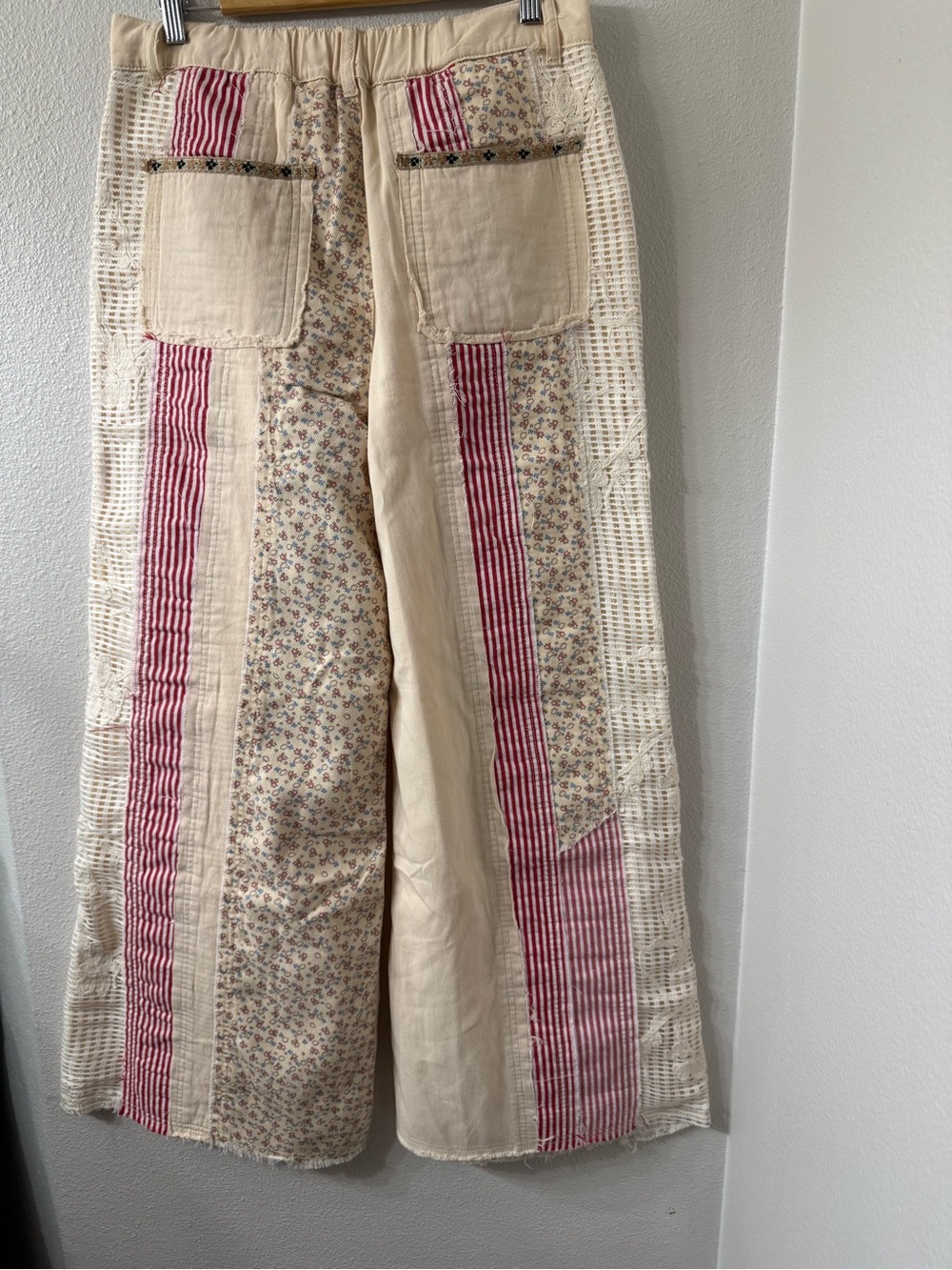 POL Boho Patchwork Wide Leg Pants, 100% Cotton, Size Large - Picture 2 of 6